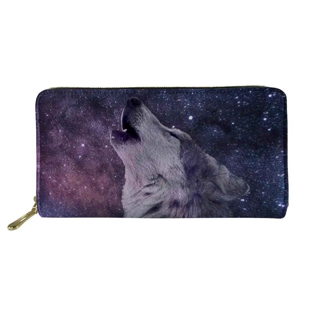 

Women Men Purse Moon Wolf Print Men’s PU Leather Wallet Ladies Shopping Card Phone Holder Wallets Woman Zipper Money Bag