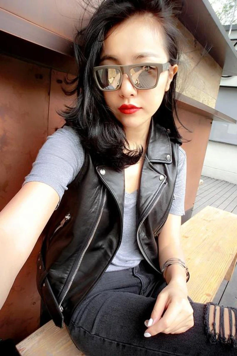 shipping,Brand new Free style.fashion women leather jacket vest.good sales.quality slim 100% sheepskin leather jacket .