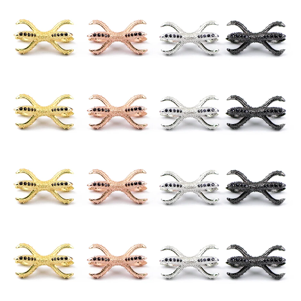 YHBZRET Black zircon Double Claws Pendant Copper Spacer beads Pave CZ Charms Loose beads Jewelry making bracelets DIY Findings