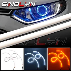 Sinolyn DRL LED Strip Turn Signal Daytime Running Lights Car Lights White Yellow For Headlight Switchback 60/85CM Car Products