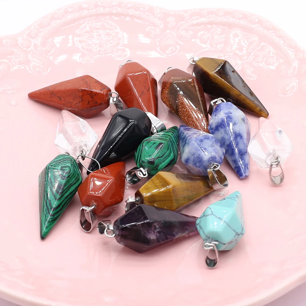 Wholesale Natural Stone Gem Cone Pendant Handmade Crafts DIY Necklace Bracelet Earrings Jewelry Accessories Gift Making 15x25mm