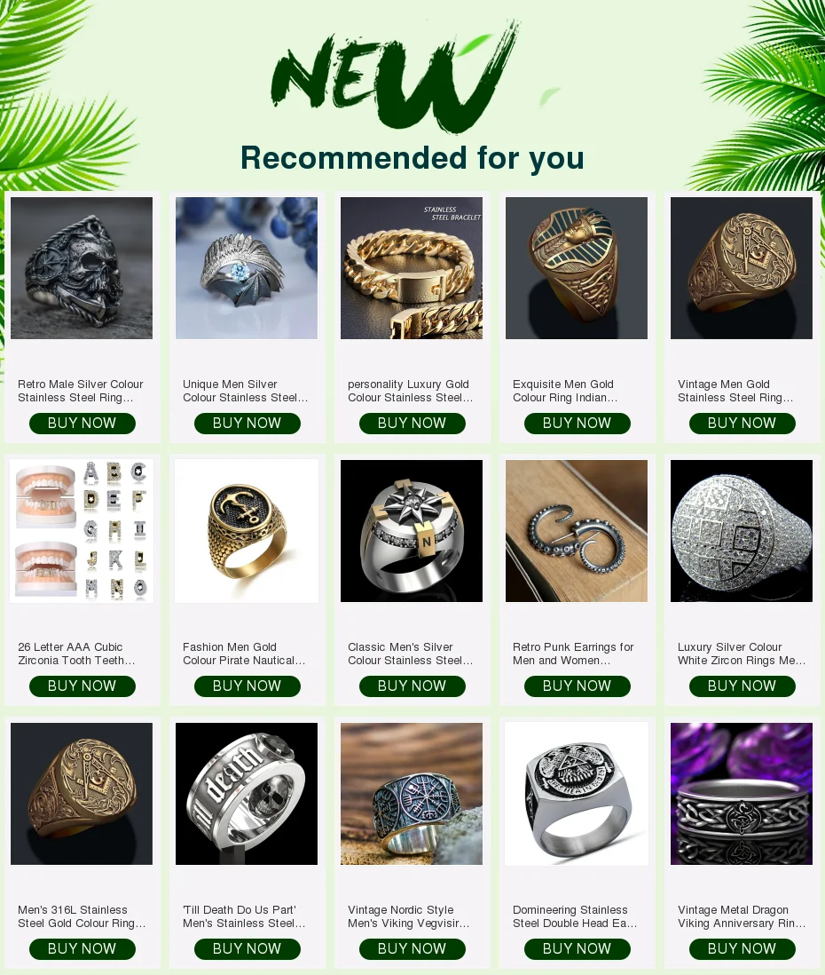 Bague Homme Maçonnique En Acier - Design Noir Et Or - Style Vintage Et Punk - 5