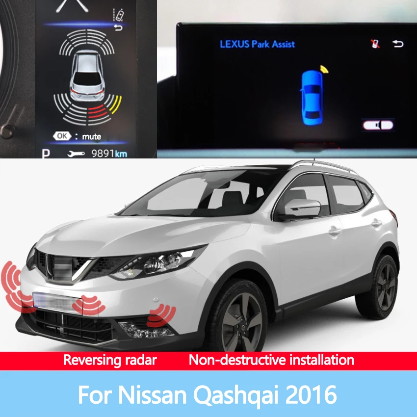 

Car Parking Sensor Reverse Backup Radar 8 Probes Beep Show Distance on Display Sensor Video System For Nissan Qashqai 2016