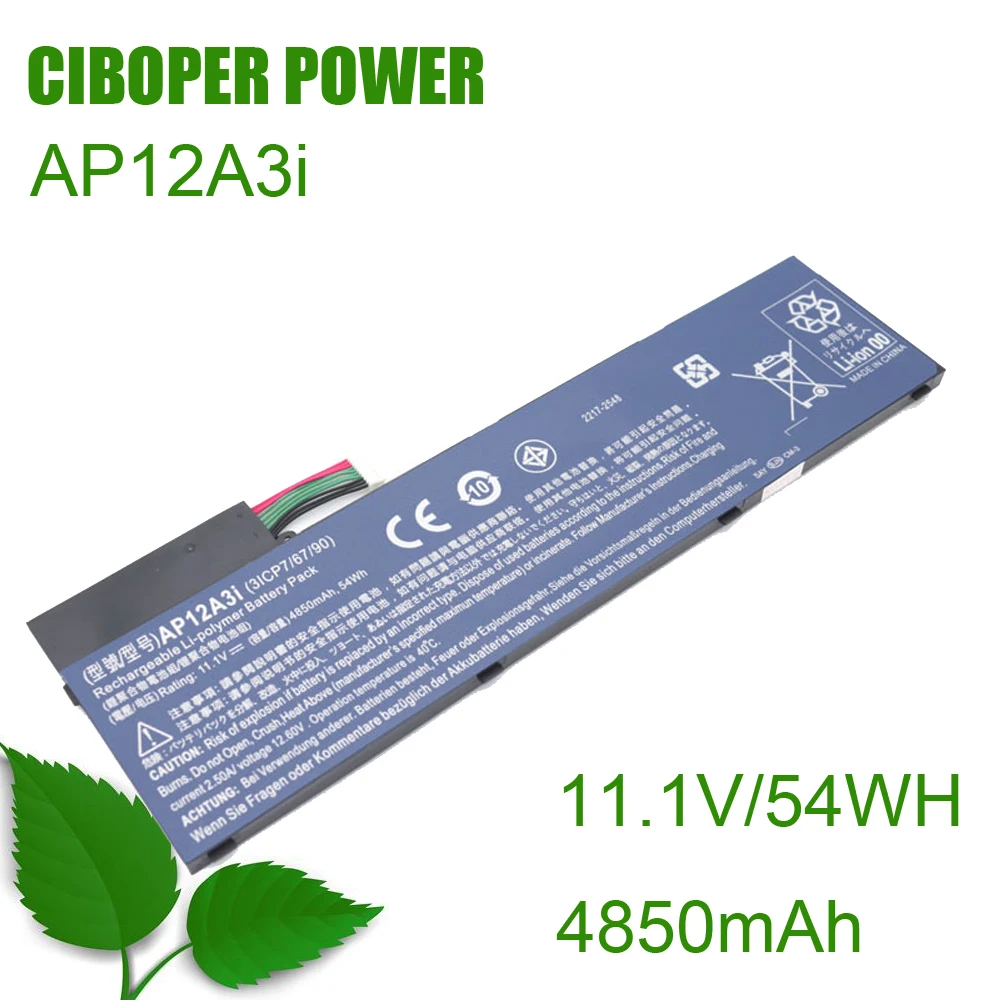 CP New Laptop Battery AP12A4i AP12A3i 11.1V/4850mAh/54WH For Aspire Timeline Ultra M3 M5 M3-581TG M3-481TG M5-481TG M5-581TG