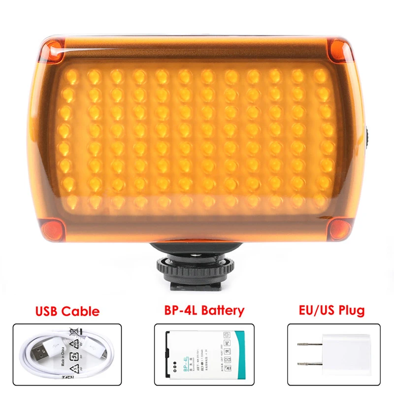 96 LED Video Light 850LM 5600K/3200K Dimmable 9W XH-96 Lamp with 2500mAh Battery USB Charger for Camcorder Wedding DSLR Camera