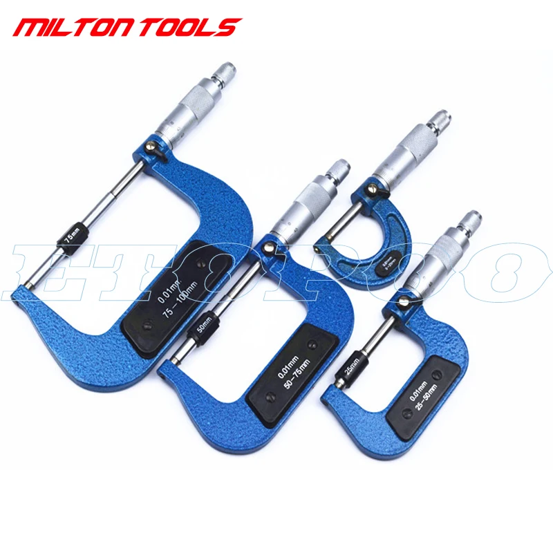 Outside Spiral Micrometer 0-25mm/ 25-50mm/ 50-75mm/ 75-100mm /125-150mm Accuracy 0.01mm Gauge Vernier Caliper Measuring Tools