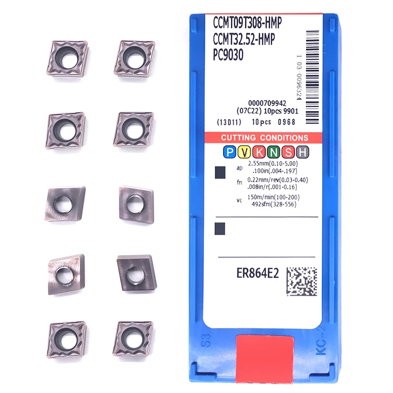 Inserções 100% original ccmt09t304 ccmt09t308 hmp pc9030 alta qualidade ferramenta de gerencio interno cnc carboneto inserção para aço inoxidável