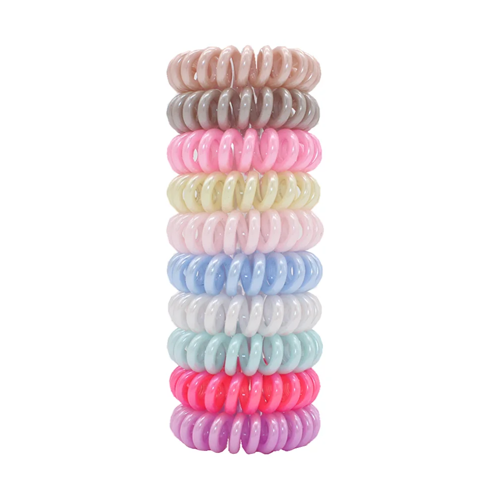 Candy Colors Elastic Telephone Wire Thin Hair Bands Cute Colors Stretch Plastic Rubber Bands Hair Ties Scrunchies