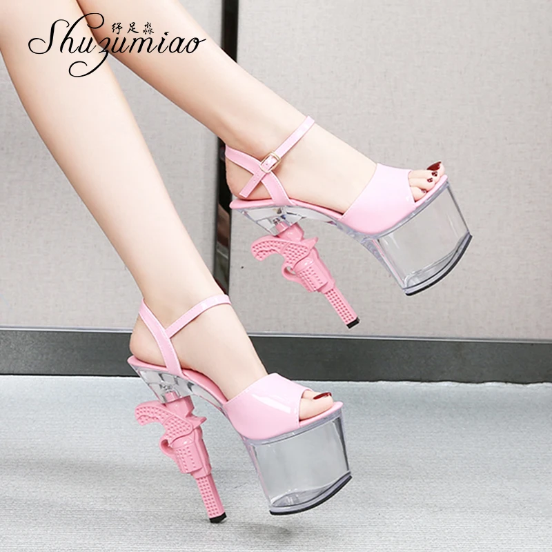 Stripper Shoes Pole Dance High Heels Sexy Women Shoes Transparent Sandals Women Wedding Dress 2020 Pistol Heel  Female Sandals