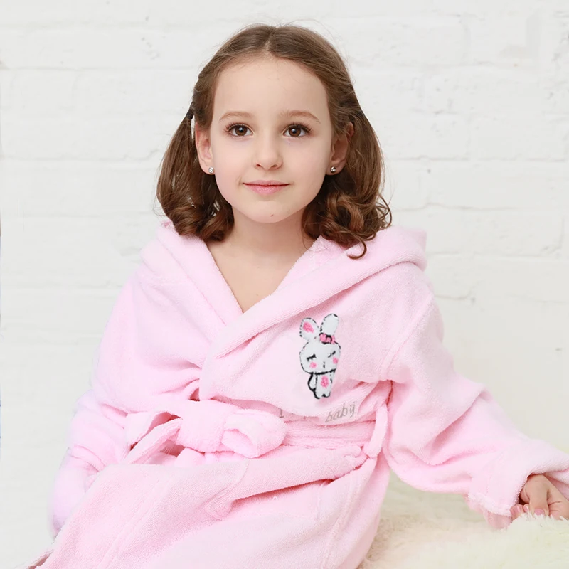 Winter Children Bathrobes Kids Sleepwear Towel Fleece Robes Cloth Unicorn Hooded Bath Robe For Boys Girls Pajamas Nightgown