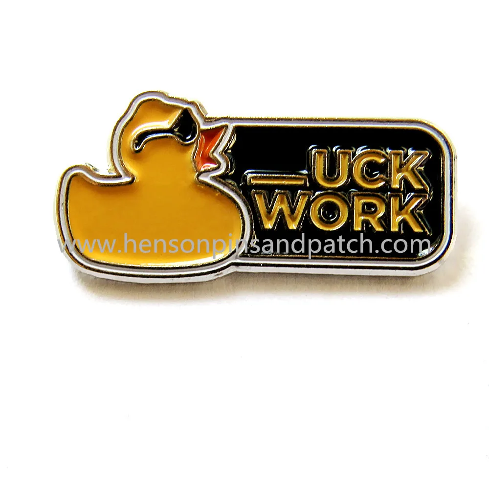 retail and stock  metal soft ename yellow duck pin badge