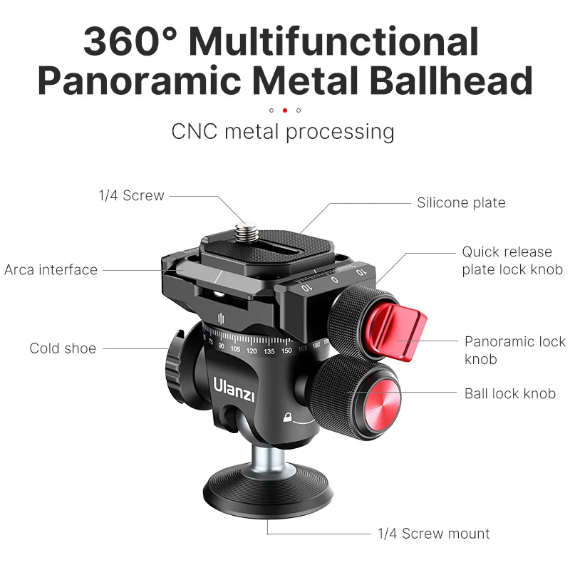 Ulanzi MT-28 Carbon Statief U-120 Panoramisch Balhoofd Kit 1/4 ''Statief Monopod Met Koud Schoen Draagbare Vlog Statief