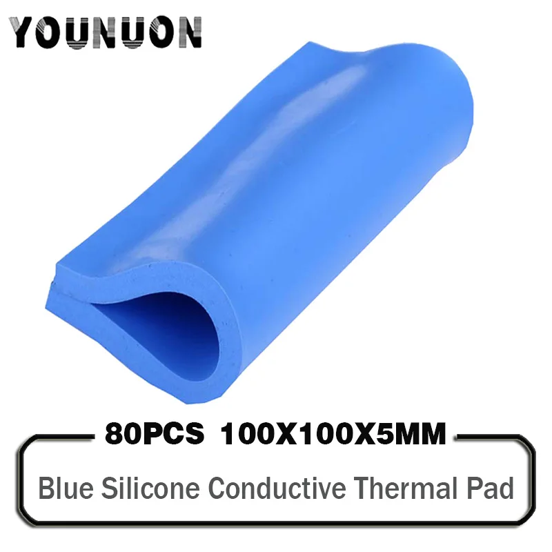 

80PCS YOUNUON Silicone Thermal Pad 100X100mm 5mm thickness GPU CPU PC VGA Heatsinks cooling Pad 3.2W/mk 100x100x5mm