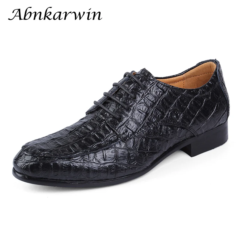 

Autumn Winter Crocodile Pattern Designer Men Dress Shoes Formal Office Business Luxury Brand Italian Style Black Brown Derbi