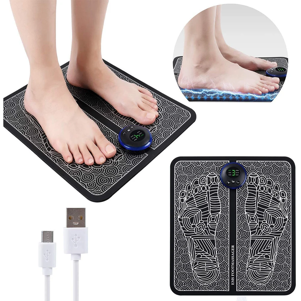 Electric Foot Massager, EMS Feet Massage Machine, Circulation Booster For Feet And Legs, Folding Portable Massage Foot Mat USB