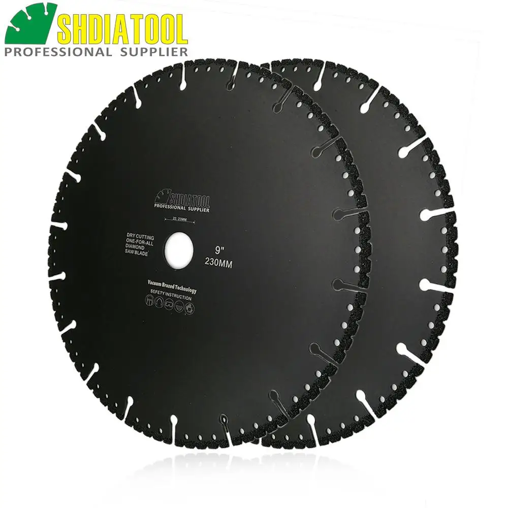 SHDIATOOL 2Pcs 230Mm Vacuum Brazed Diamond Blade Multi Tujuan 9 "Demolition Pisau Pemotong Pipa Besi