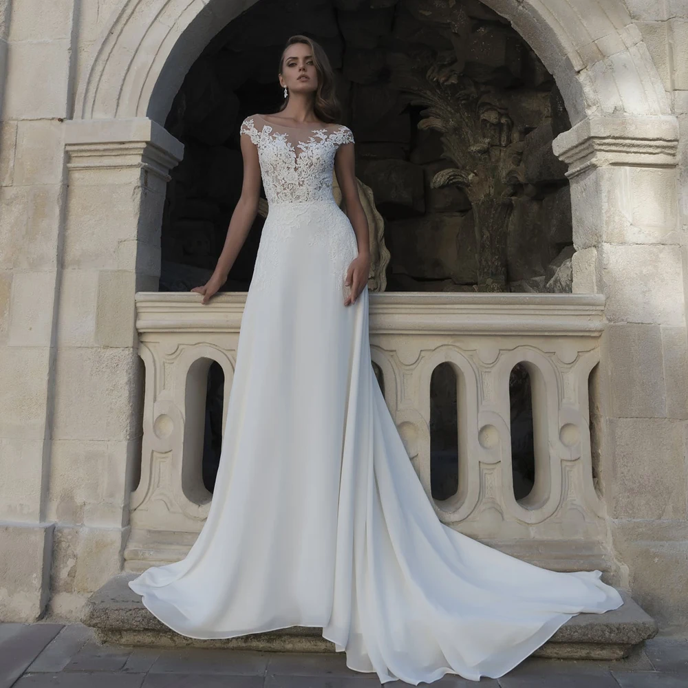 Vestido de casamento boêmio, requintado, com mangas e decote, boêmio, para noiva, praia