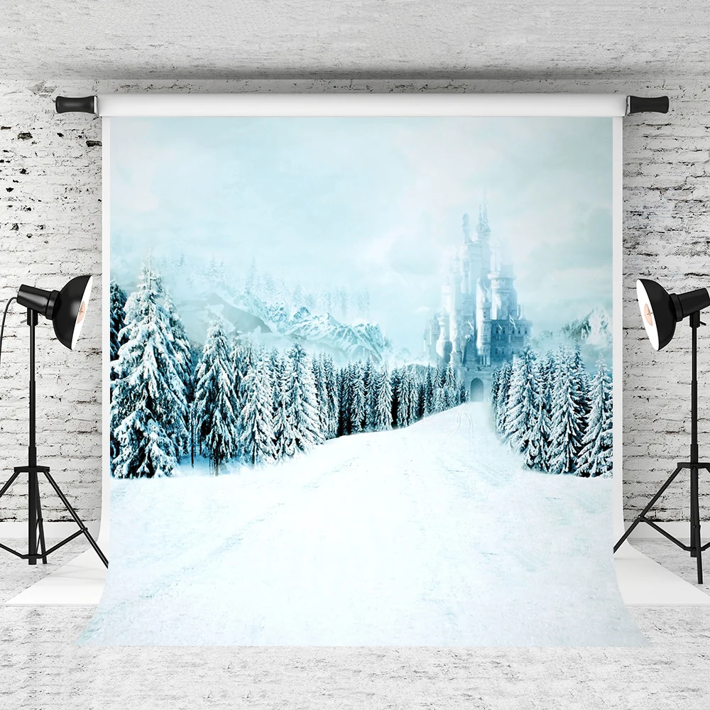 

VinylBDS Forzen Winter Photography Backgrounds Children Snow Trees Backdrops Photo Studio Backdrops