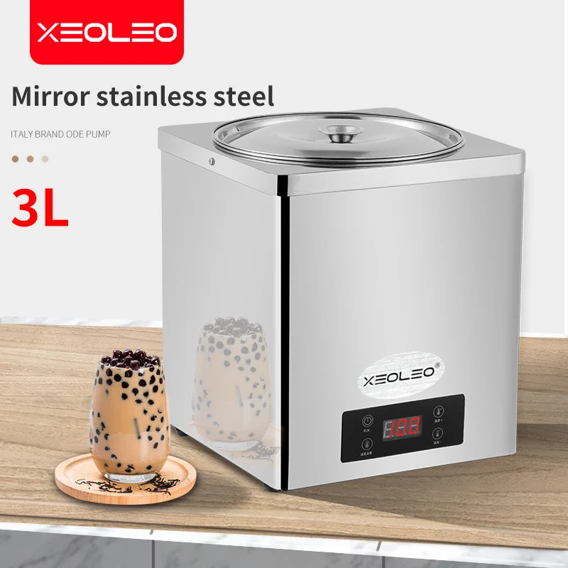 Xeoleo 3L หม้อต้มไข่มุกสำหรับการค้าหม้อต้มไข่มุกทรงกลมทำจากสเตนเลสสตีลสำหรับชาไข่มุกทาโร่หม้ออาหารสาคู