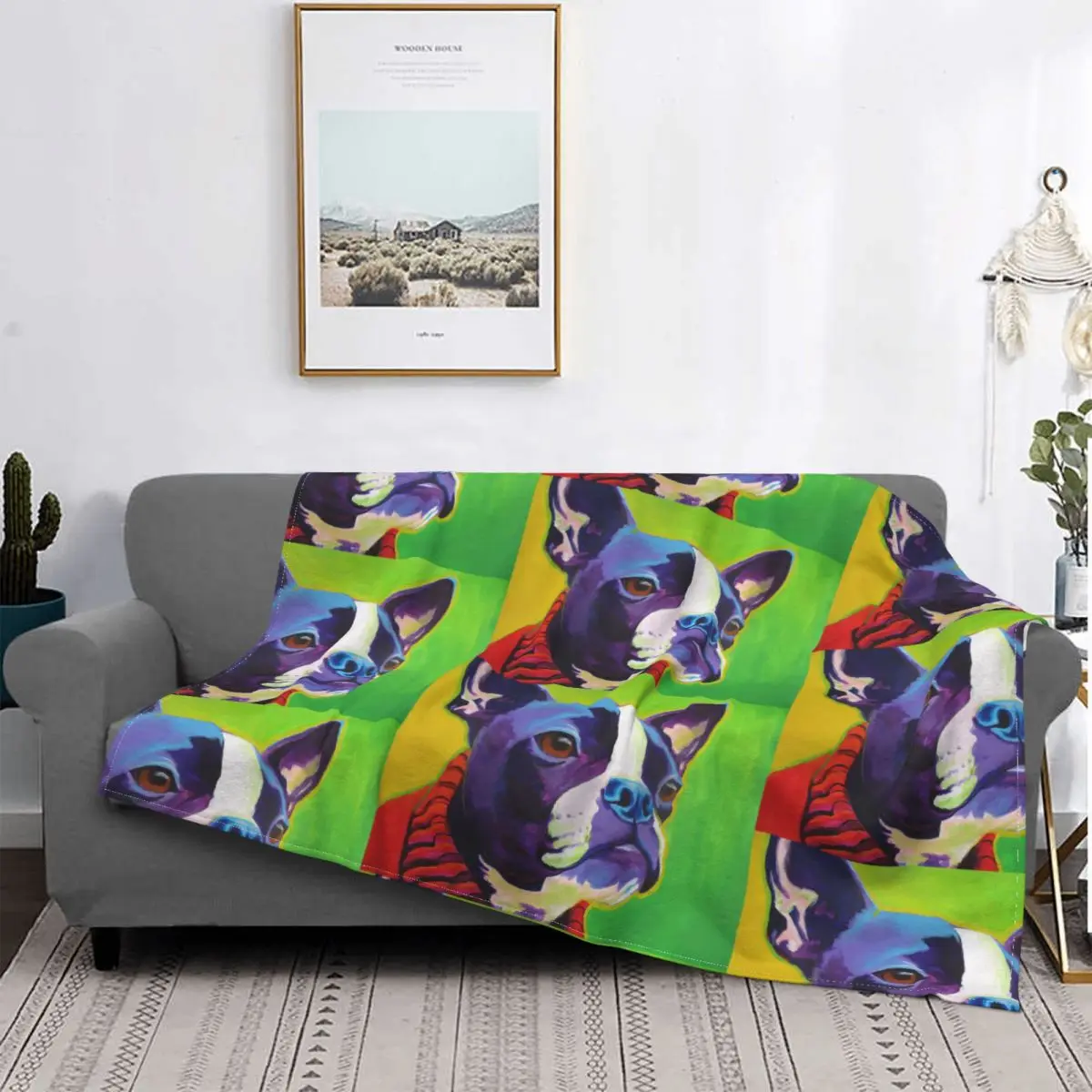 

Boston Terrier - Ridley Blankets Fleece Decoration Ultra-Soft Throw Blankets for Bedding Bedroom Plush Thin Quilt