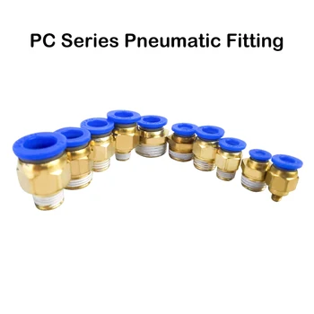 Bspt 1/8 ''1/4'' 3/8 ''1/2'' macho-4 6 8 10 12mm conectores pneumáticos macho reto acessórios de um toque, PC6-01