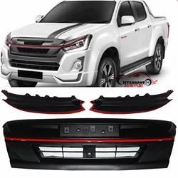 MODIFIED FRONT RACING GRILL GRILLS ABS LAMPS COVER BUMPER MASK TRIMS COVERS FIT FOR ISUZU D-MAX DMAX 2016-2019 ABS GRILLE