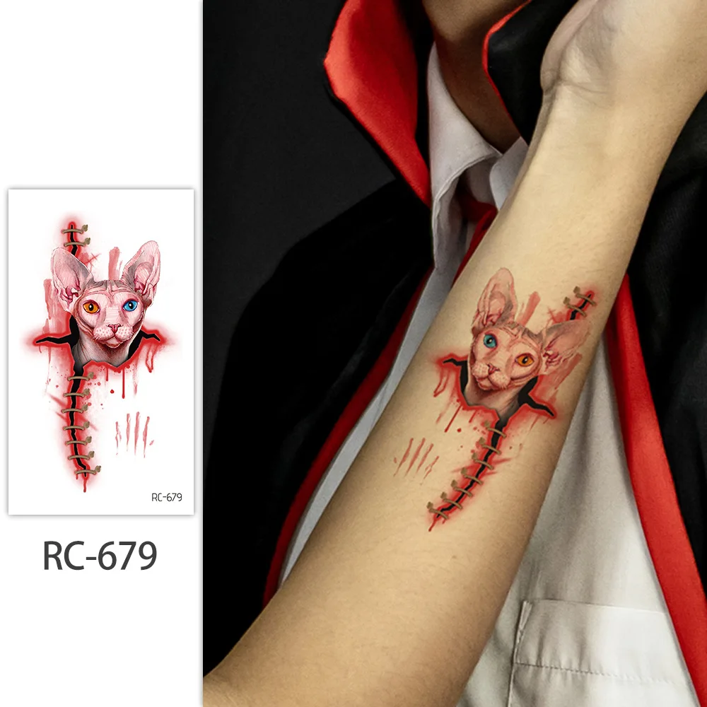 Tatouages temporaires imperméables et réalistes, étiquettes de tatouage, cicatrices de taches de sang, pieuvre, araignée d'horreur d'halloween, vente en gros, livraison directe