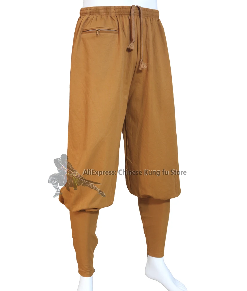 4 Colors Soft Cotton Blends Buddhist Trousers Shaolin Kung fu Tai chi Pants Wushu Wing Chun Clothes