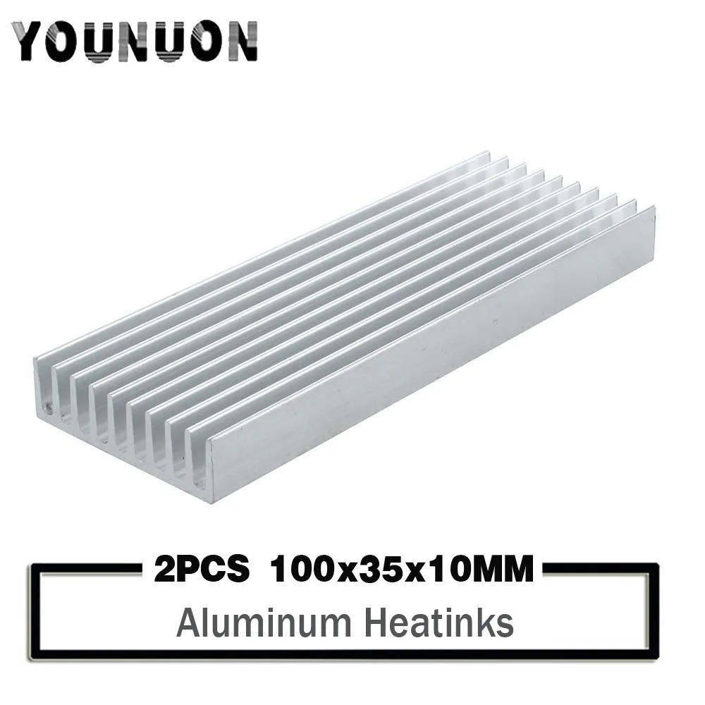 

2Pcs YOUNUON 100x35x10mm Aluminum Heat Sink Heatsink Module Cooler Fin for High Power Transistor Semiconductor Devices