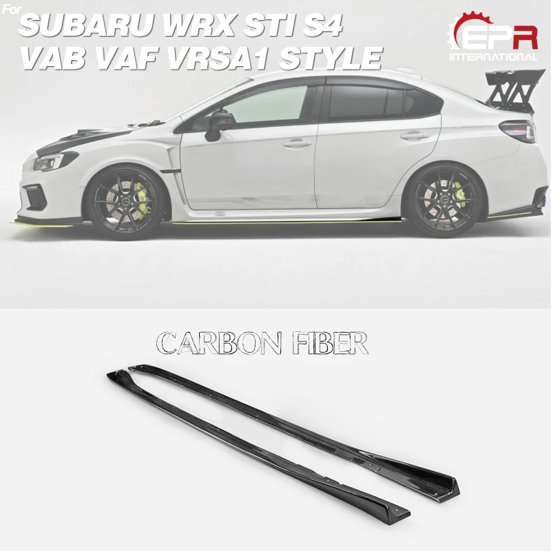 

EPR VRSA1 Style Carbon Fiber Side Skirt Extension Glossy Finish Door Splitter Lip Fibre Kit For Impreza 14-18 WRX STI S4 VAB VAF