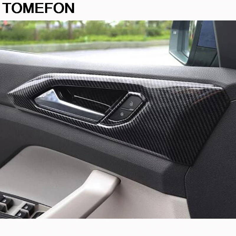 TOMEFON For Volkswagen T-Cross 2018 2019 2020 Car Side Door Inner Handle Bowl Frame Moulding Cover Trim Interior Accessories ABS