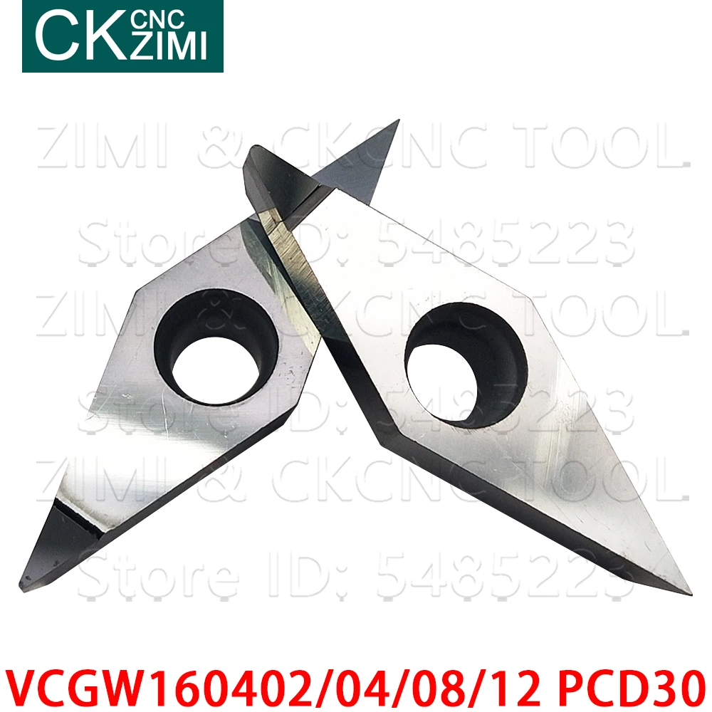 VCGW160402 VCGW160404 VCGW160408 VCGW160412 PCD30 diamentowa wkładka CNC uchwyt na narzędzia tokarskie zewnętrzne tokarka VCGW do miedzi aluminium