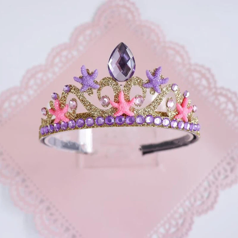 Sparkling MulticolorCrystal Children\'s Crown With Rhinestone Headband Princess New Headwear Party Hair Accessories Headban