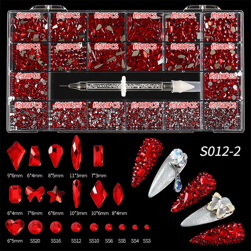 

Shiny Mixed Shape 21Grids Crystal AB 3D Nail Art Rhinestones Flatback Strass Star Moon Glass Nail Stones Gems For DIY Nails Art