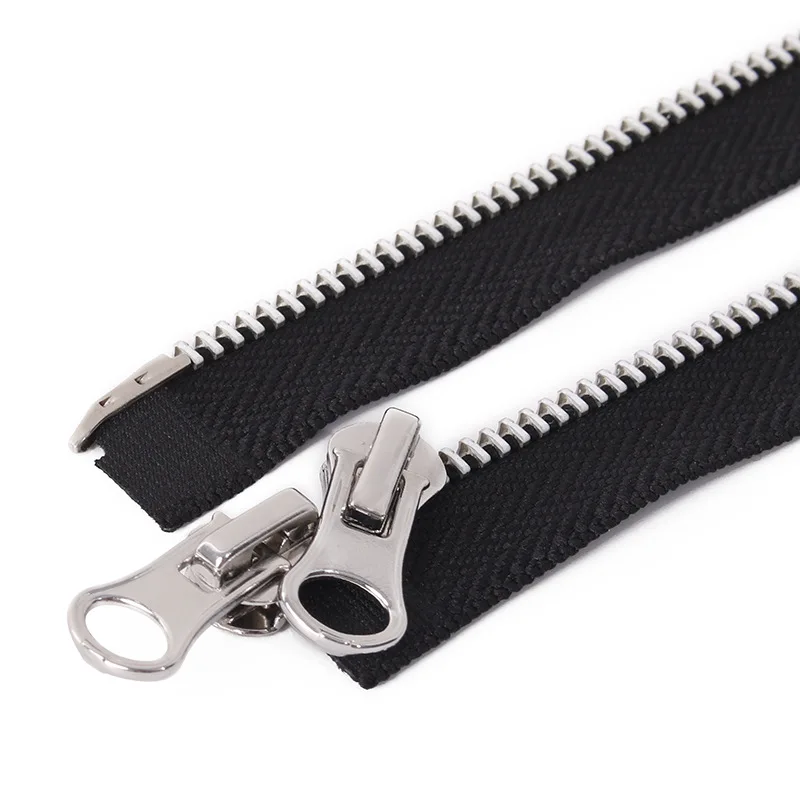 50-80cm 3#/5#/8# Black High Quality Open-end Double Sliders Metal Zipper DIY Handcraft For Cloth Pocket Garment Bags