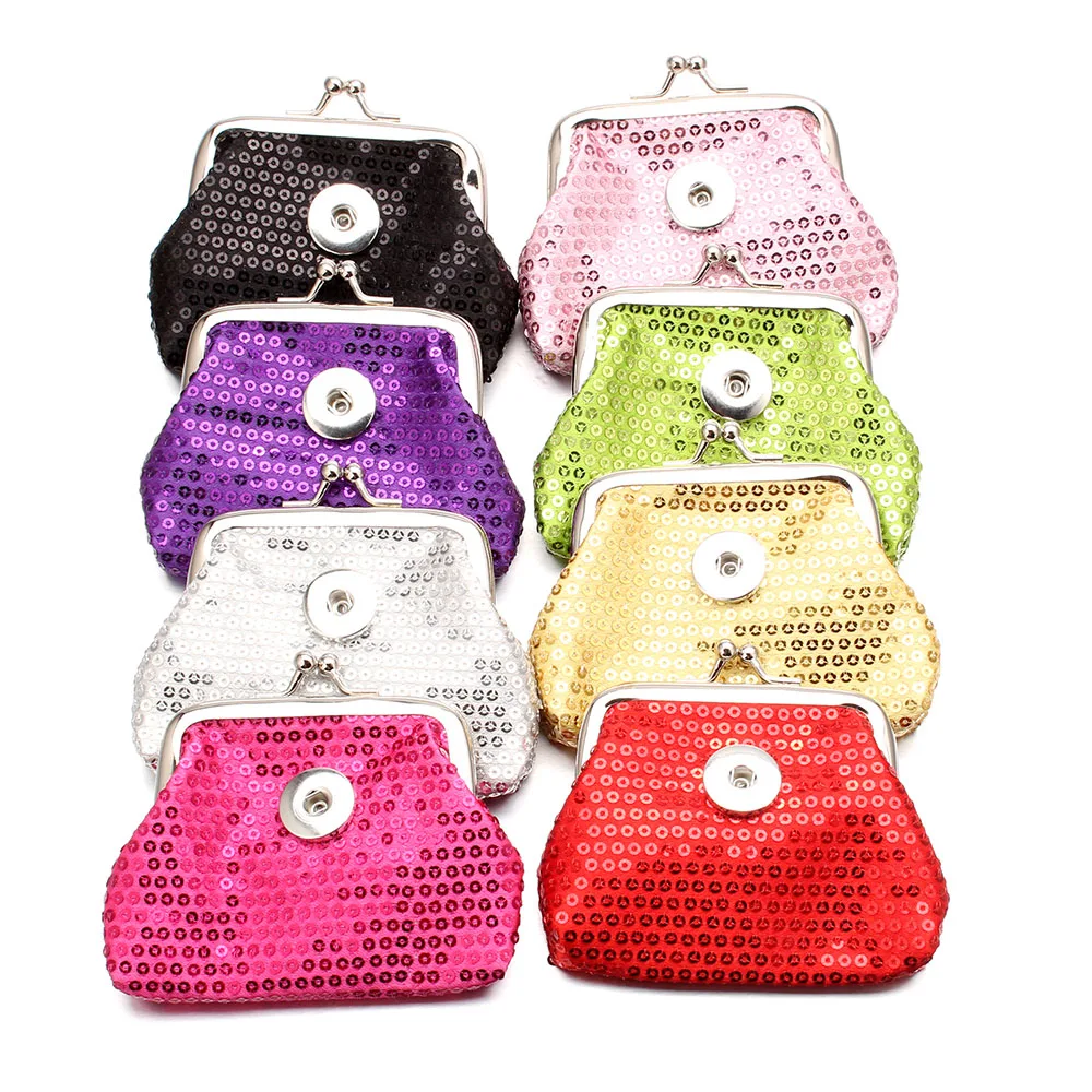 8 Color 18MM Snap Button Jewelry Bright Crystal Coin Purse For Women Bracelet ZN021
