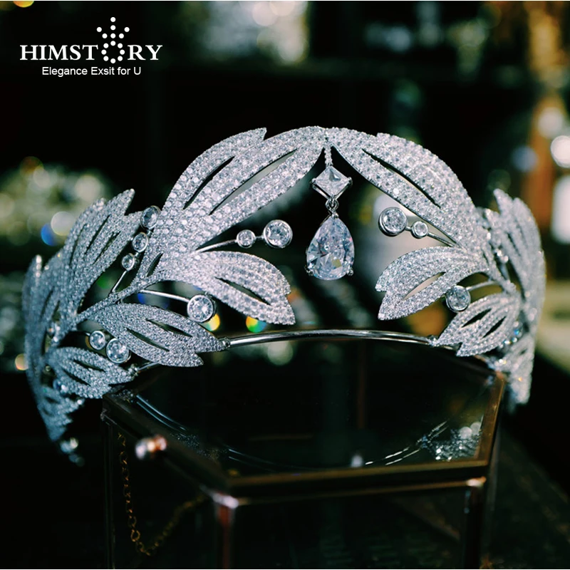 HIMSTORY Luxury Elegant Princess Birthday Tiaras  Hair Accessories Wedding Crown Headdress Crystal Marriage Headwear