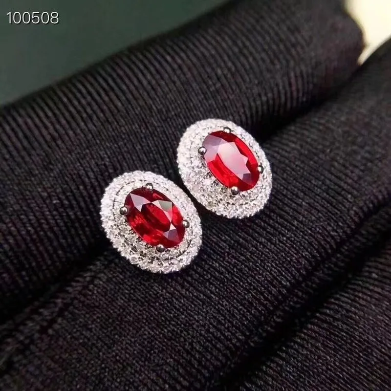 4*6mm Natural Ruby with High Quality Sliver 925  Earings for Women Jewelry  Fashion  Luxury