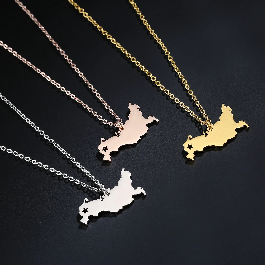 QIMING Stainless Steel Russian Country Necklace For Women Men I Love Russia Pendant Necklace Relationship Collar