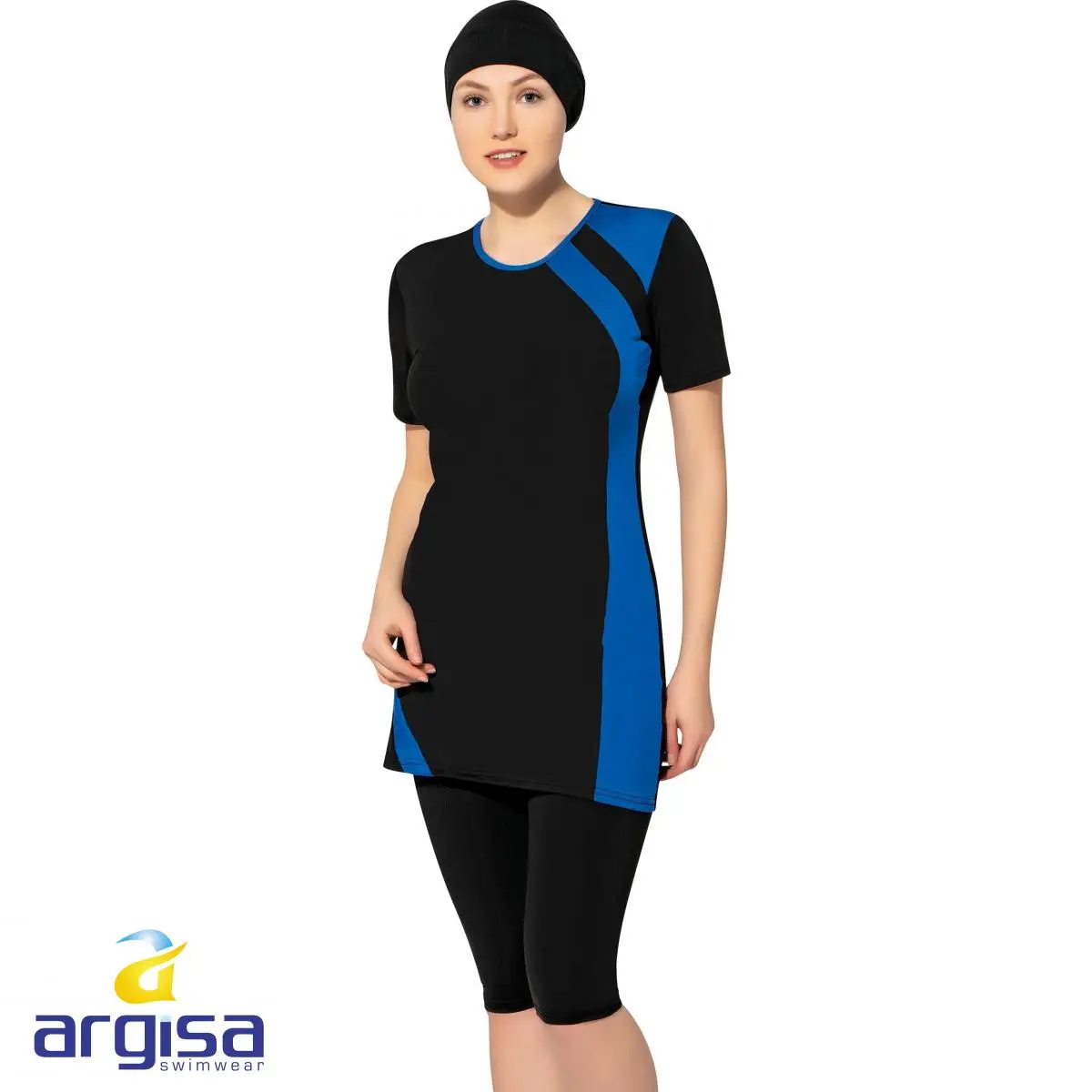 Argisa 7520 Half Sleeve Piece Semi Burkini Muslim Swimwear 36-52 Plus Size Hijab Islamic Swimsuit Fashion Turkey Women Cover