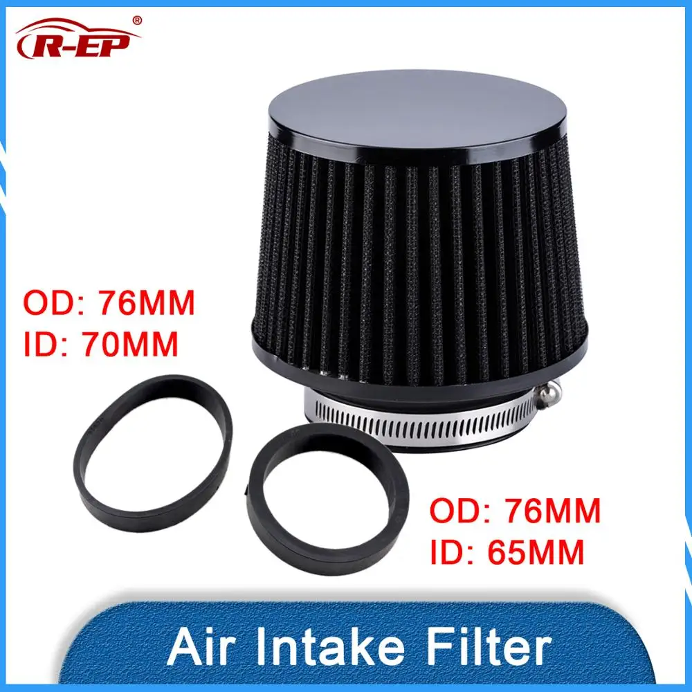 R-EP High Flow Air Filter 76mm 70mm 65mm Universal Car Cold Air Intake Filters 3inch 2.75inch 2.5inch Filter Washable Reusable