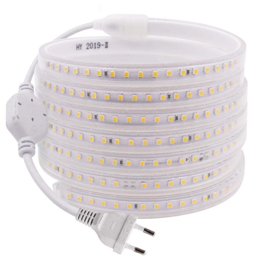 220V 120LEDs/M LED Strip SMD2835 100CM Cuttable Flexible Led Tape Ribbon Diode IP68 Outdoor Waterproof Led Strip Light EU Plug