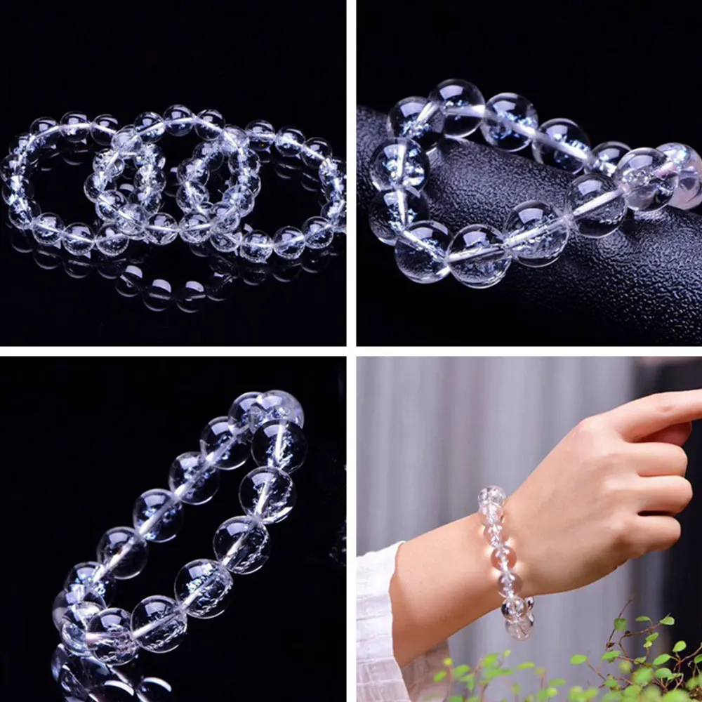 1pc Clear Quartz Himalaya Crystal Stretch Round Bead Bracelets Rainbow Elastic Healing Reiki Fashion Gift Jewellry Women Girl