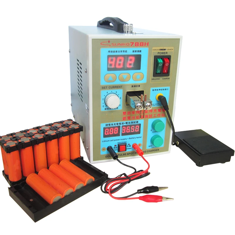 SUNKKO 788H Spot Welder 1.5KW Multifunction Pulse Spot Welding Machine 18650 Battery Packs Welding Lithium Battery Charging Test