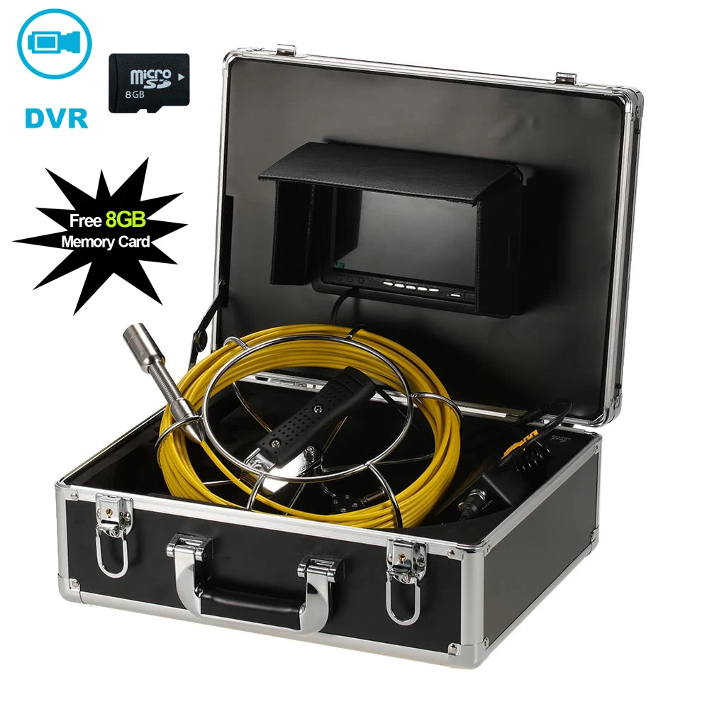 

7inch IP68 Waterproof Industrial Pipe Sewer Inspection System 23mm Endoscope Video Camera Support DVR Function 12pcs LEDS