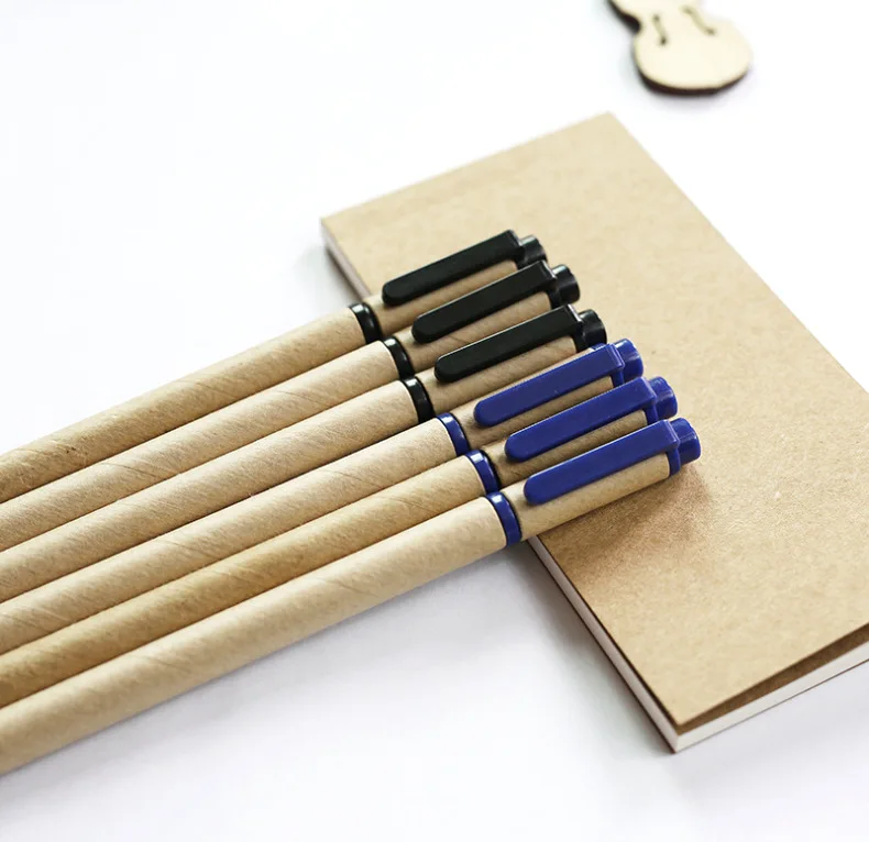 

50pcs simple environmental protection business kraft paper tube gel pen creative advertising fountain pen