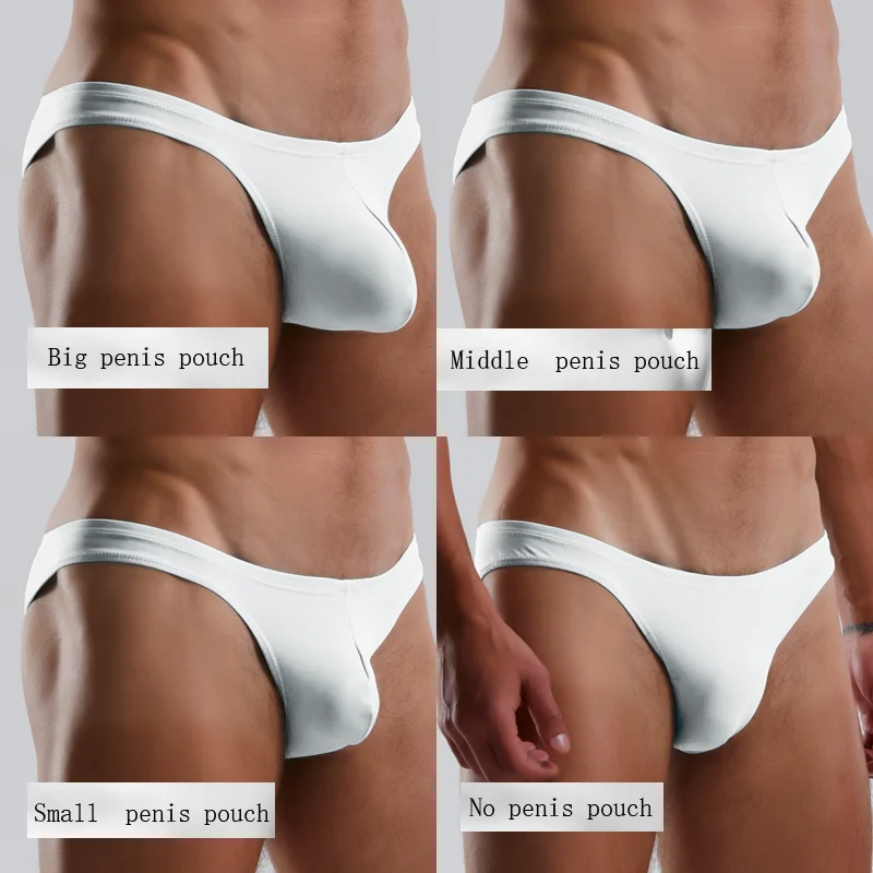 New 2022 sexy white beach swimsuits gay man thong bikinis hot low waist tight men swimwear swim briefs trunks with penis pouch