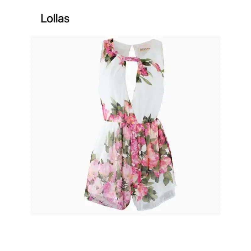 women Bohemia flower floral print sleeveless Rompers