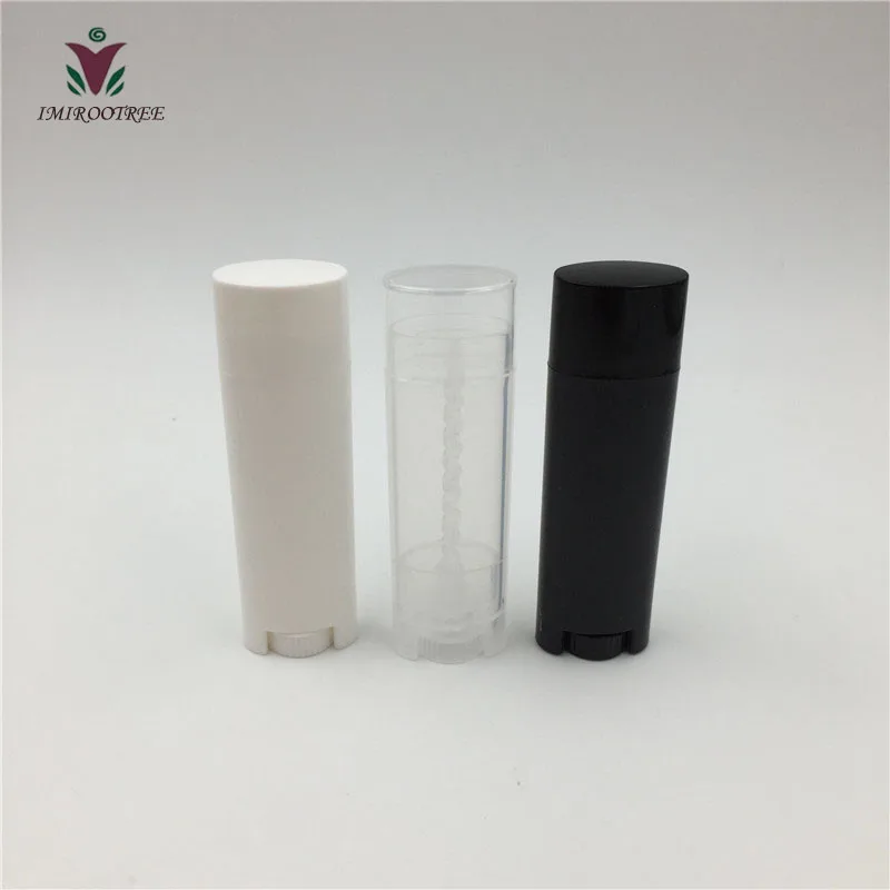 50pcs/lot 5ml 5g White Oval Plastic Empty Oval Lip Balm Tubes Deodorant Containers Clear Lipstick Fashion Lip Tubes