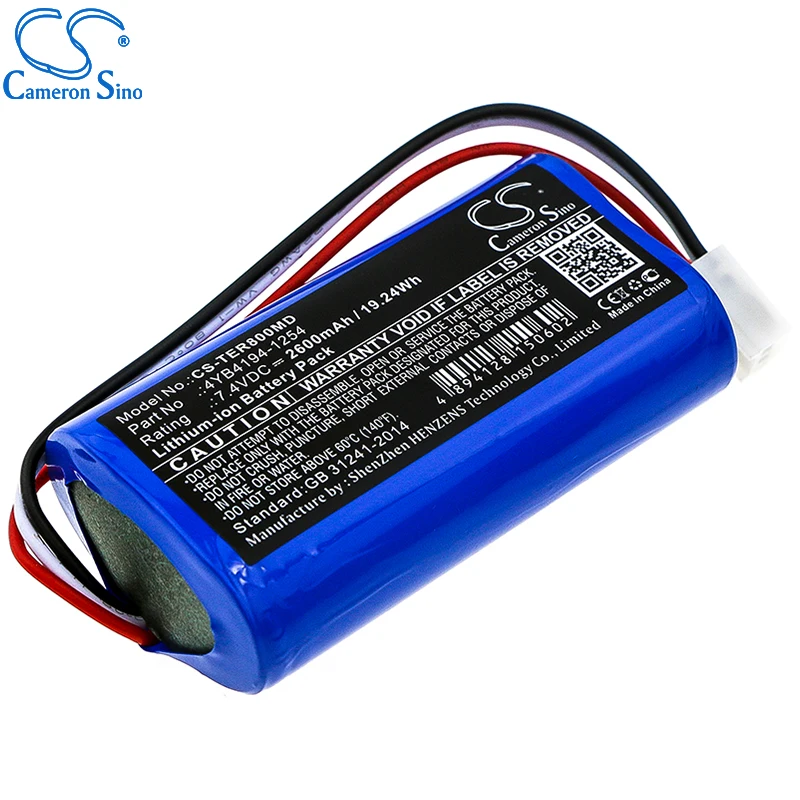 CameronSino Battery for Terumo TE-SS800 Infusion Pump fits Terumo 4YB4194-1254 Medical Replacement battery 2600mAh/19.24Wh 7.40V